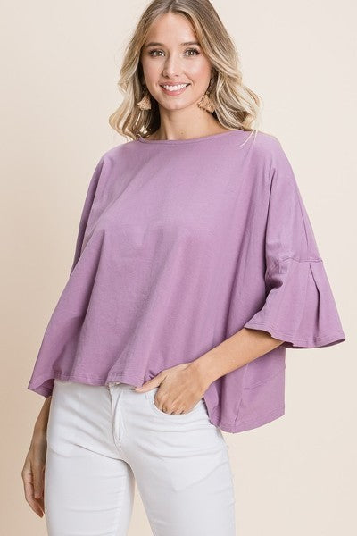 Solid Cotton Casual Top