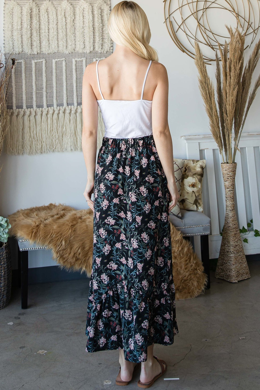 Elastic Waistline Maxi Skirt