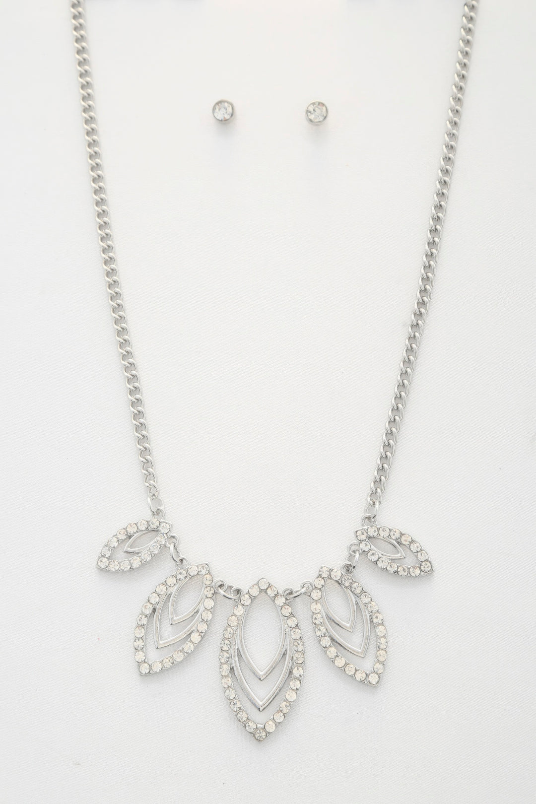 Marquise Rhinestone Link Metal Necklace