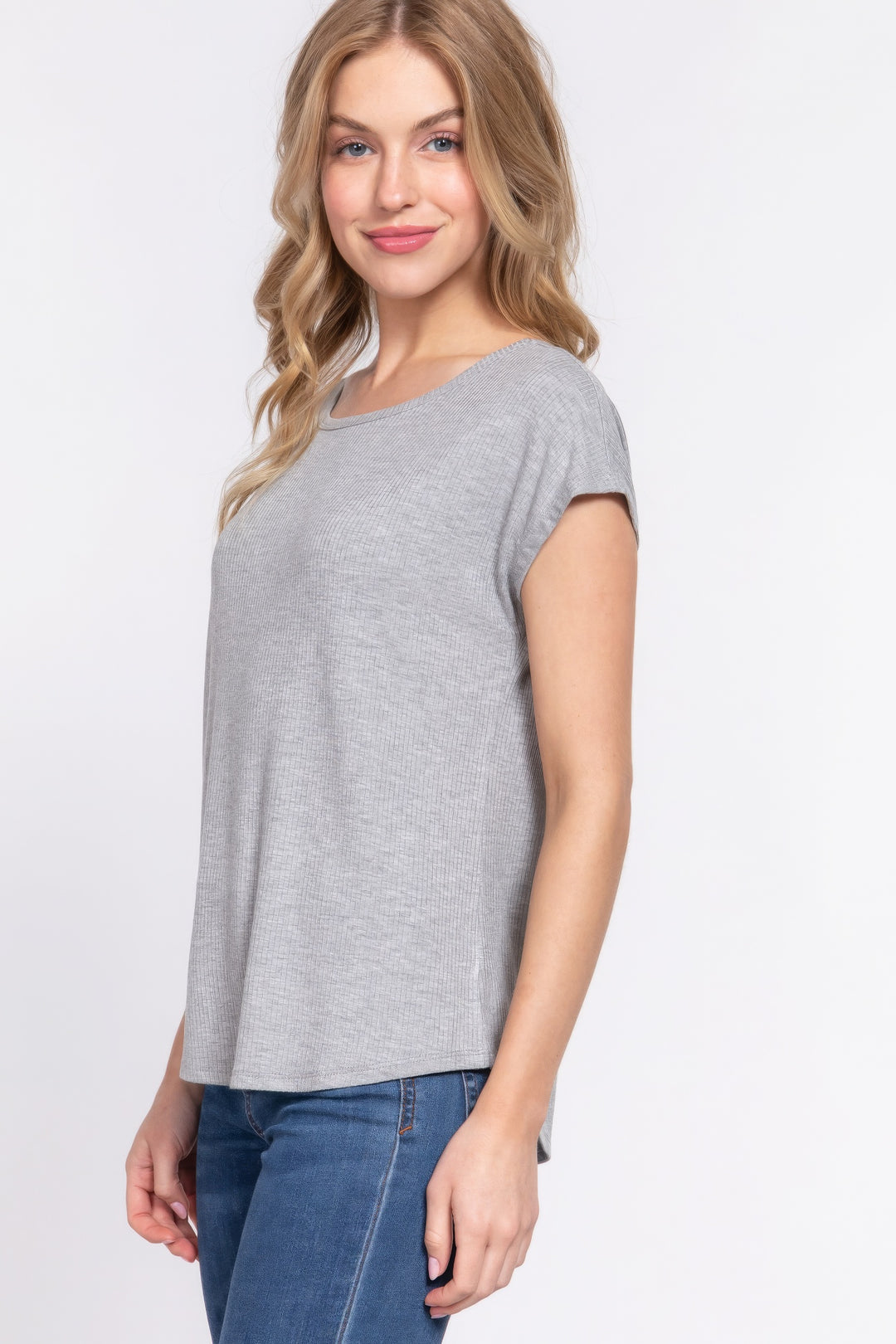 Short Dolman Slv Rib Knit Top