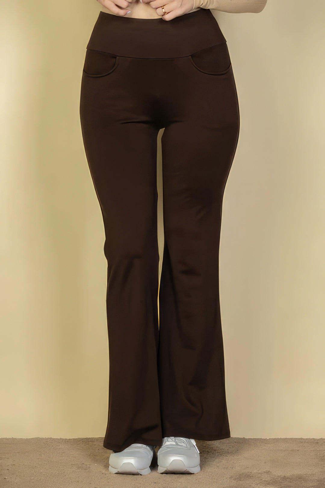 High Waisted Front Pocket Flare Pants