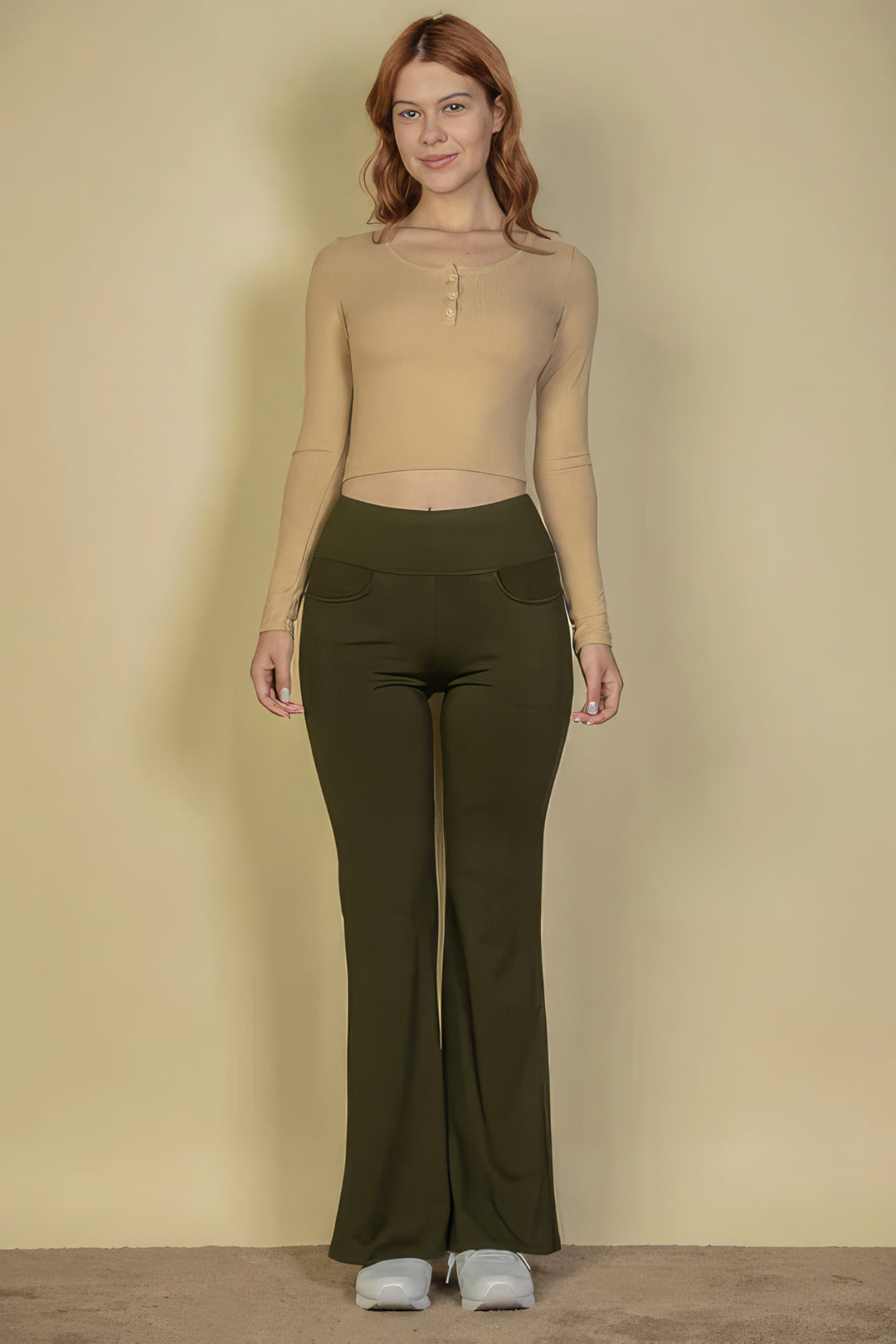 High Waisted Front Pocket Flare Pants