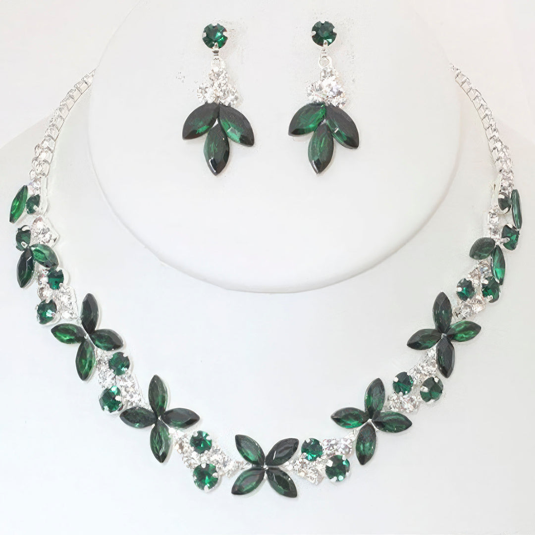 Rhinestone Crystal Necklace And Earring Set