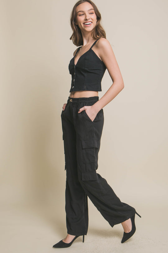 Full-length Tencel Pants With Cargo Pockets