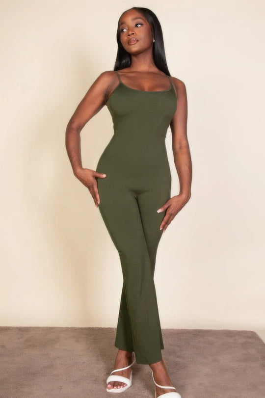 Ribbed sleeveless wide leg jumpsuit