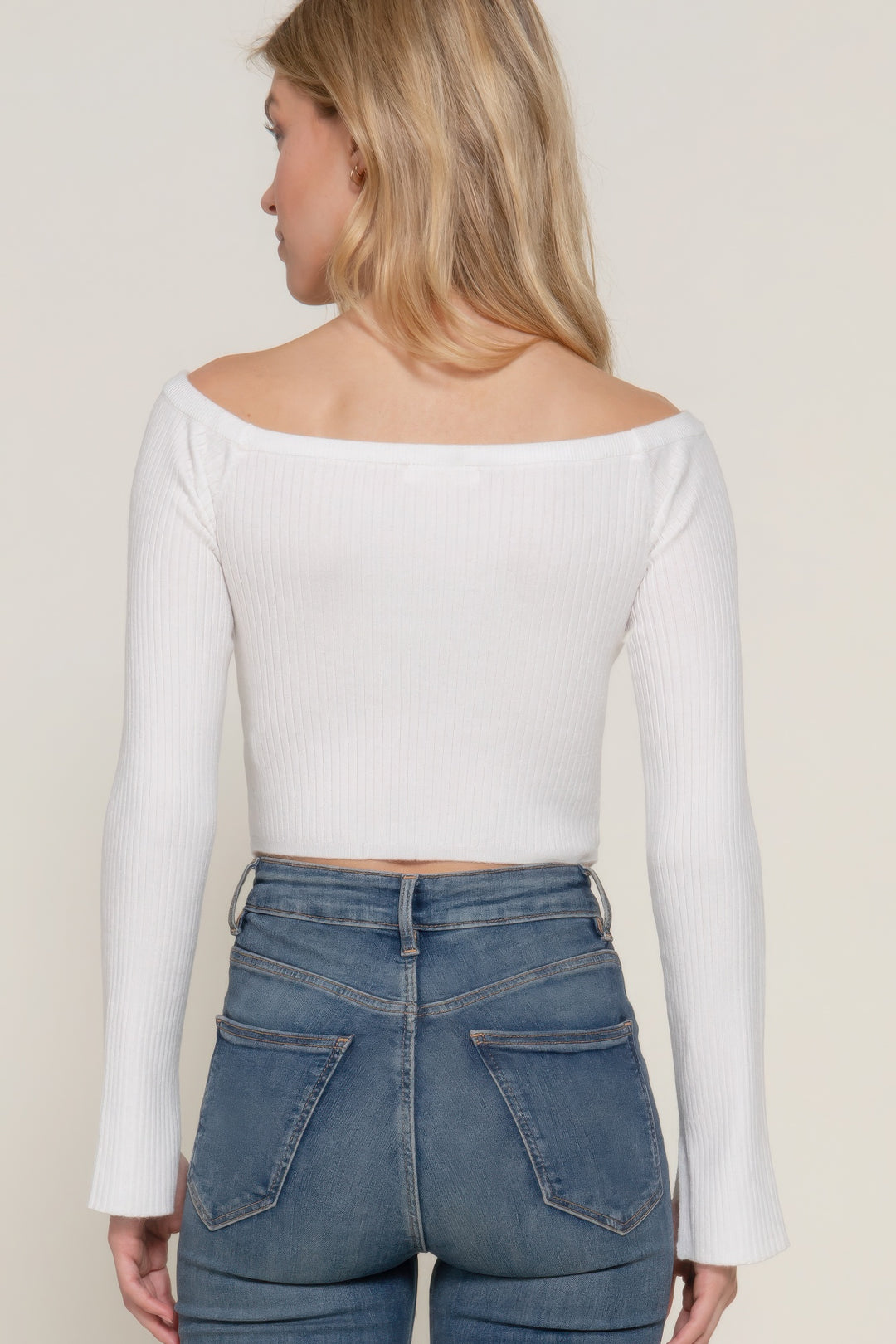 Long flare slv off shoulder sweater