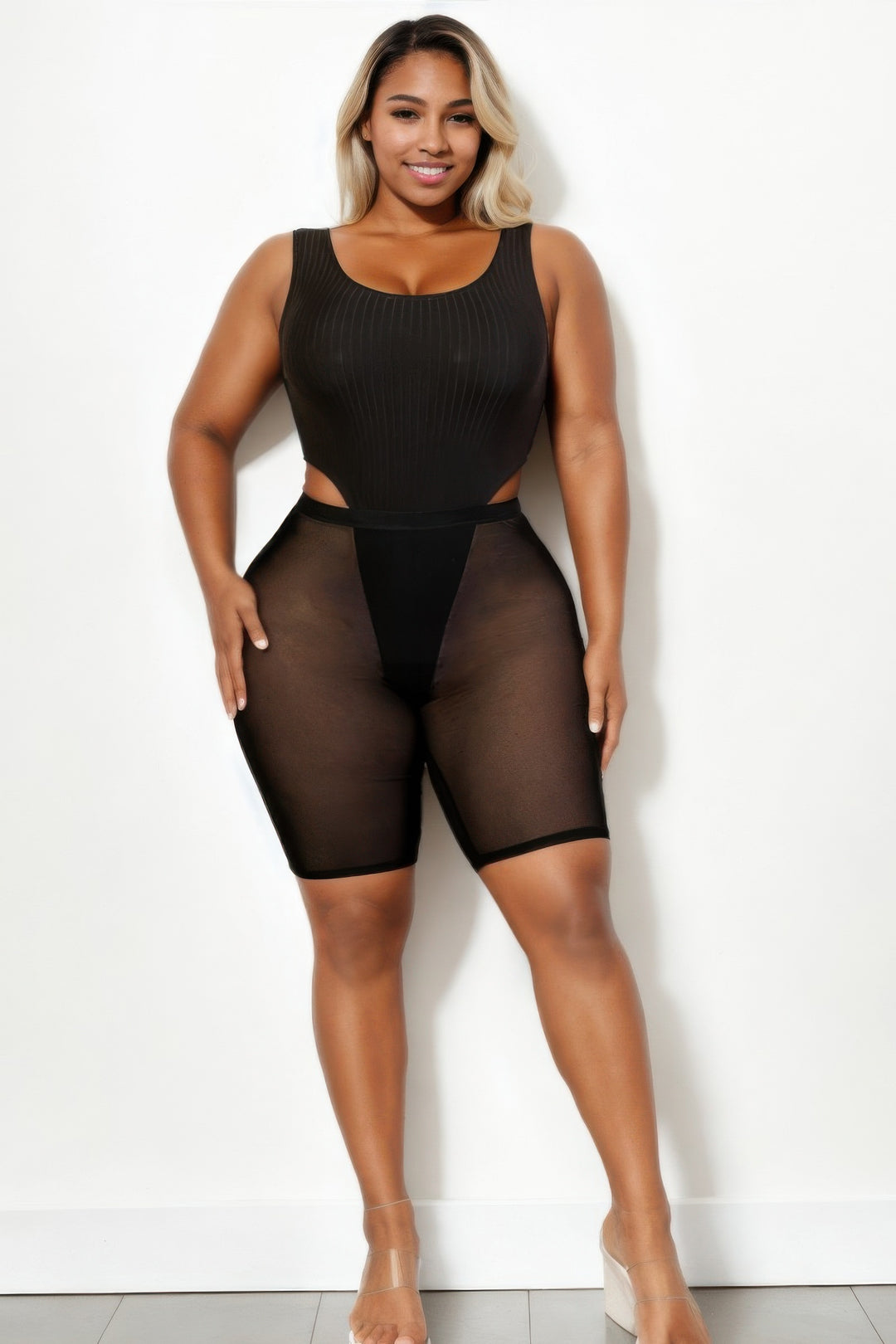 Plus Size Mesh Biker Shorts