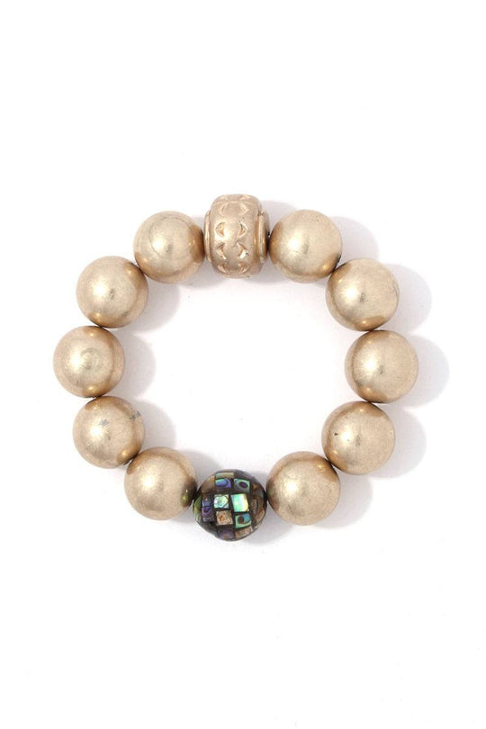 Metallic beaded stretch bracelet