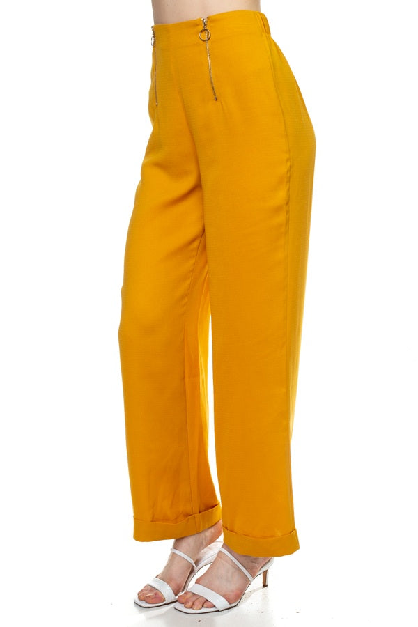 Double O-ring Zipper Up Pants