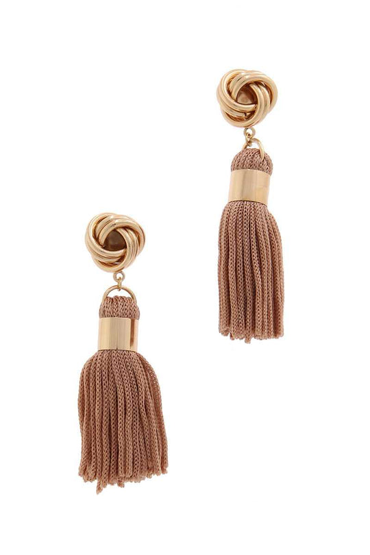 Knot Tassel Post Drop Earring