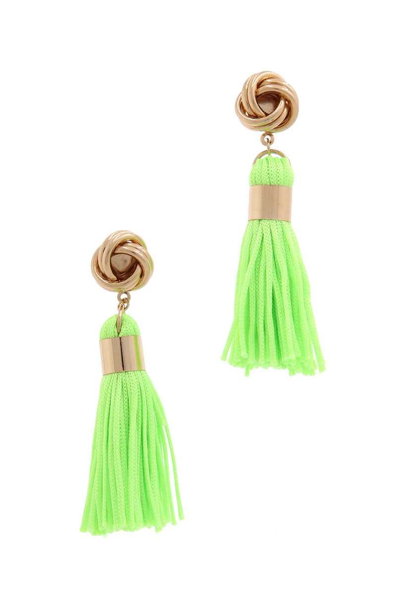 Knot Tassel Post Drop Earring