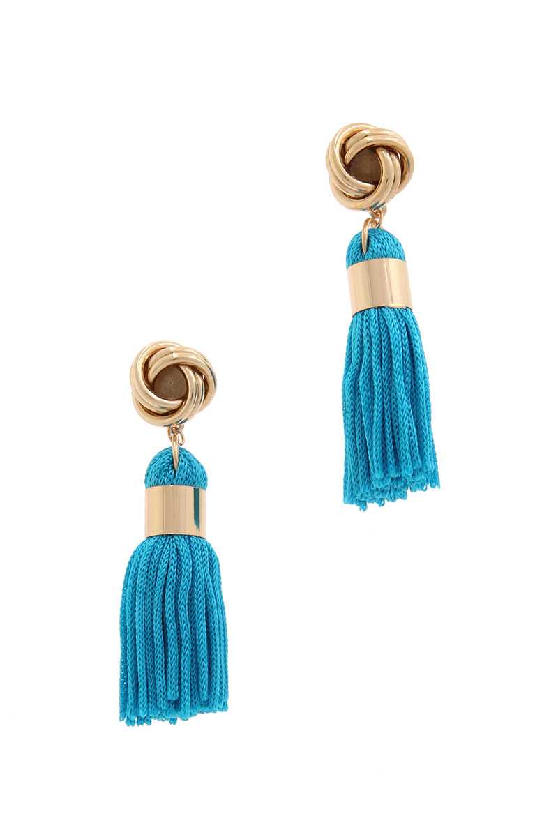 Knot Tassel Post Drop Earring