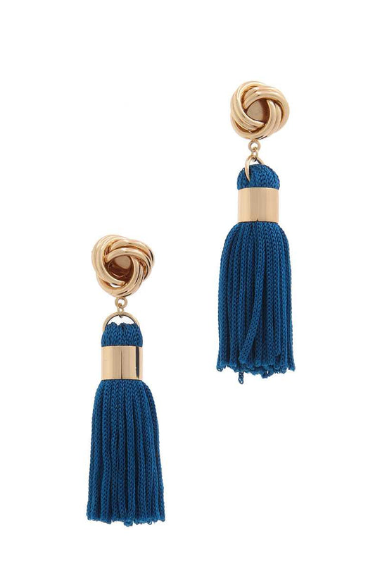 Knot Tassel Post Drop Earring