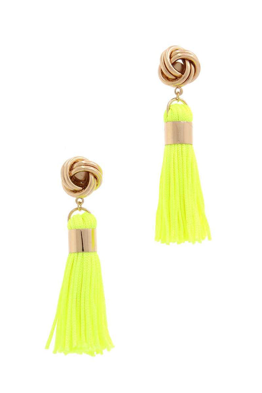 Knot Tassel Post Drop Earring