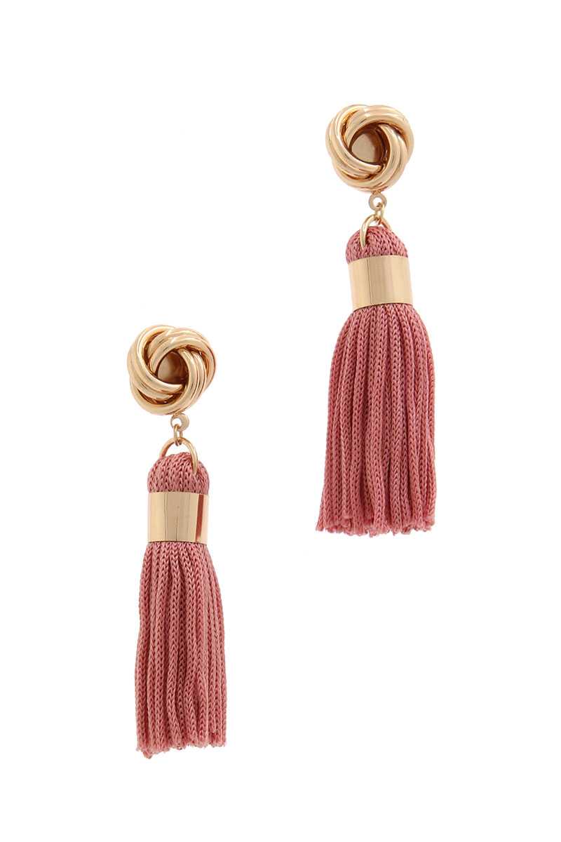 Knot Tassel Post Drop Earring