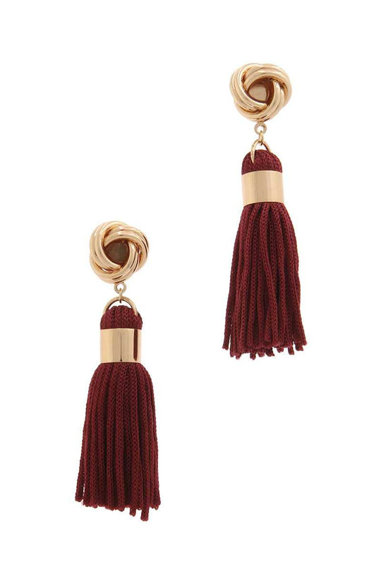 Knot Tassel Post Drop Earring