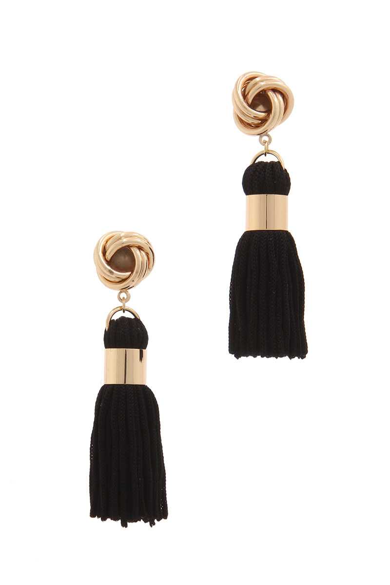 Knot Tassel Post Drop Earring