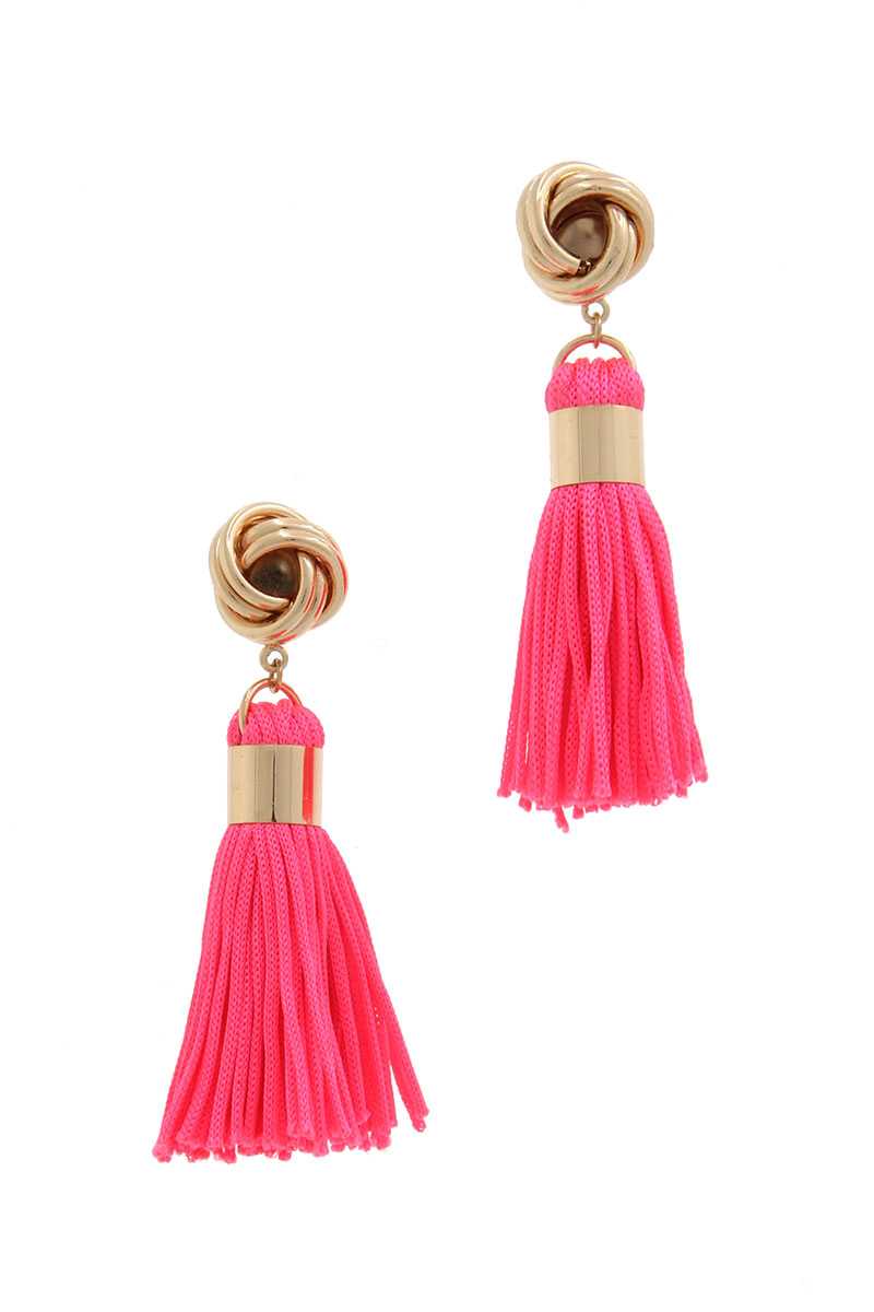 Knot Tassel Post Drop Earring