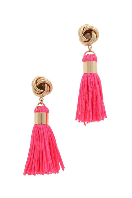 Knot Tassel Post Drop Earring