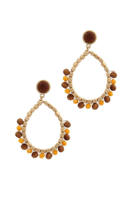 Circle Beaded Post Drop Earring