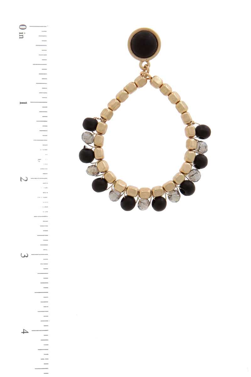 Circle Beaded Post Drop Earring