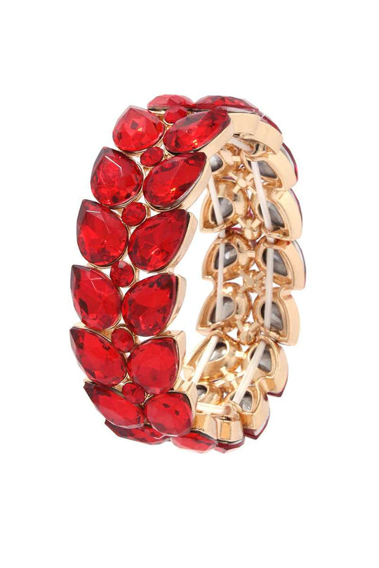 Teardrop Shape Rhinestone Stretch Bracelet