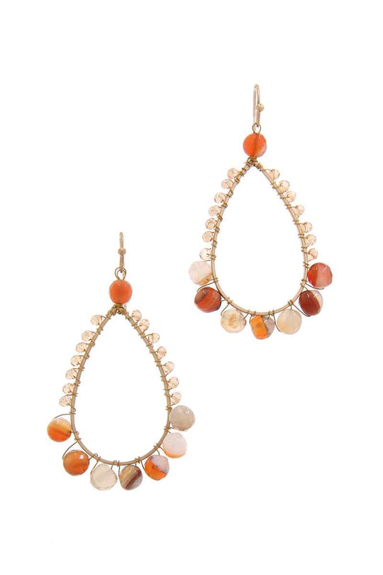 Teardrop Shape Beaded Drop Earring