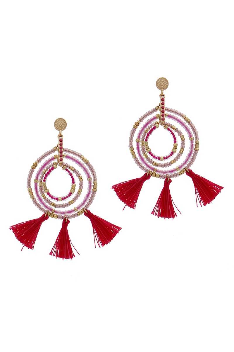 Tassel Beaded Circle Earring