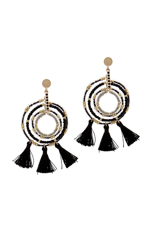 Tassel Beaded Circle Earring