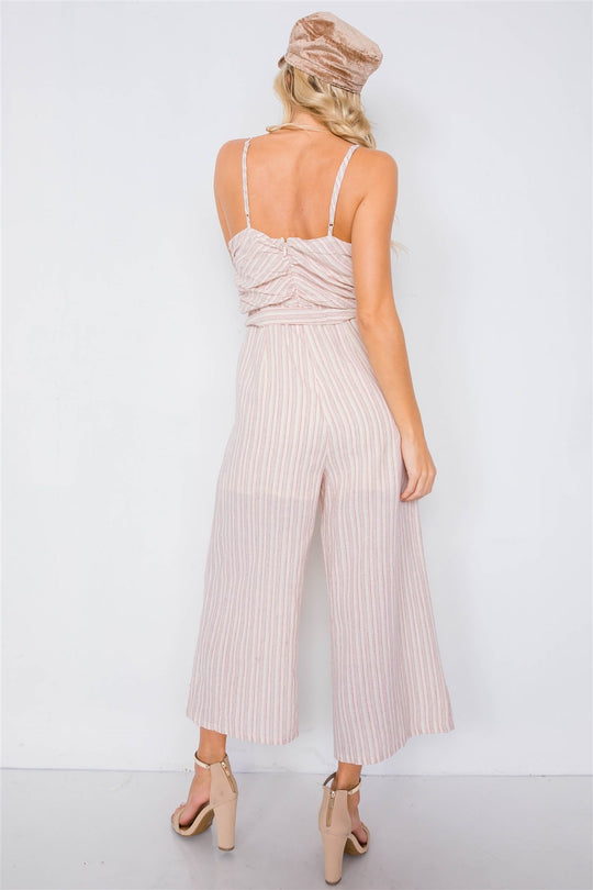 Spaghetti Strap Striped Jumpsuit