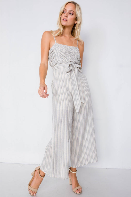 Spaghetti Strap Striped Jumpsuit