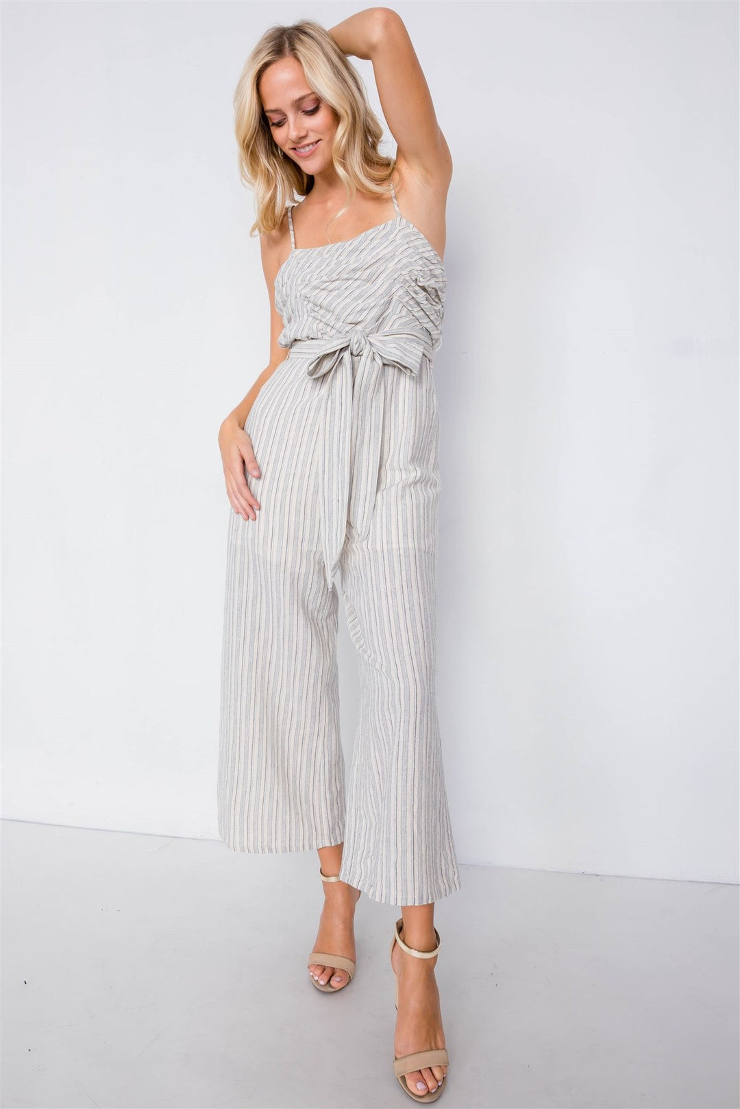 Spaghetti Strap Striped Jumpsuit