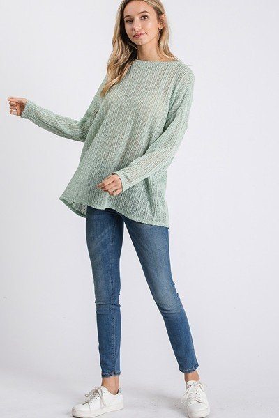 Open Back Detail Long Sleeve Top With Self Tie