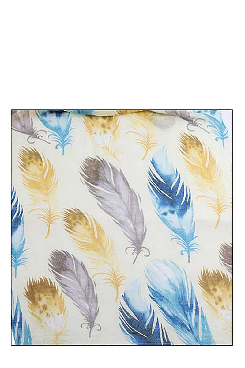 Chic Soft Multi Color Feather Print Scarf