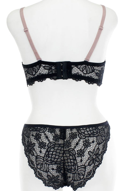 Two Tone Floral Lace Push Up Bra