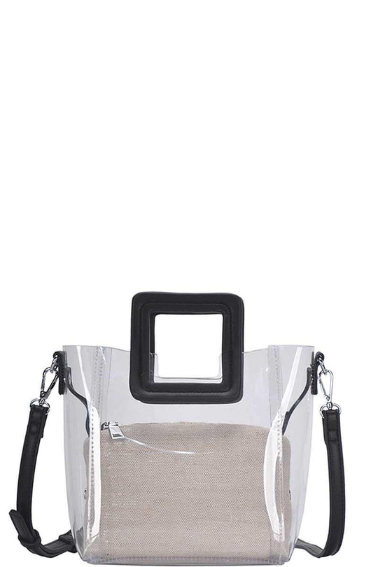 2in1 Transparent Satchel With Long Strap - bulkybox