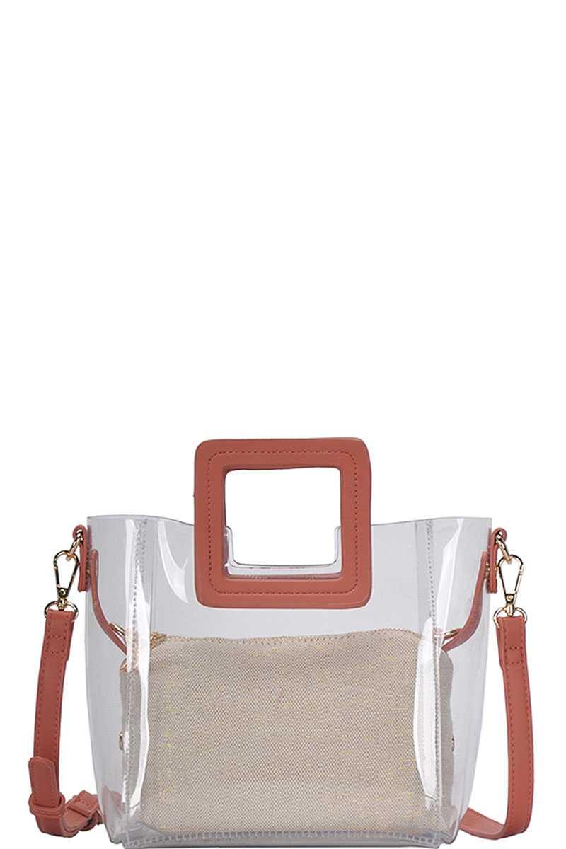 2in1 Transparent Satchel With Long Strap - bulkybox