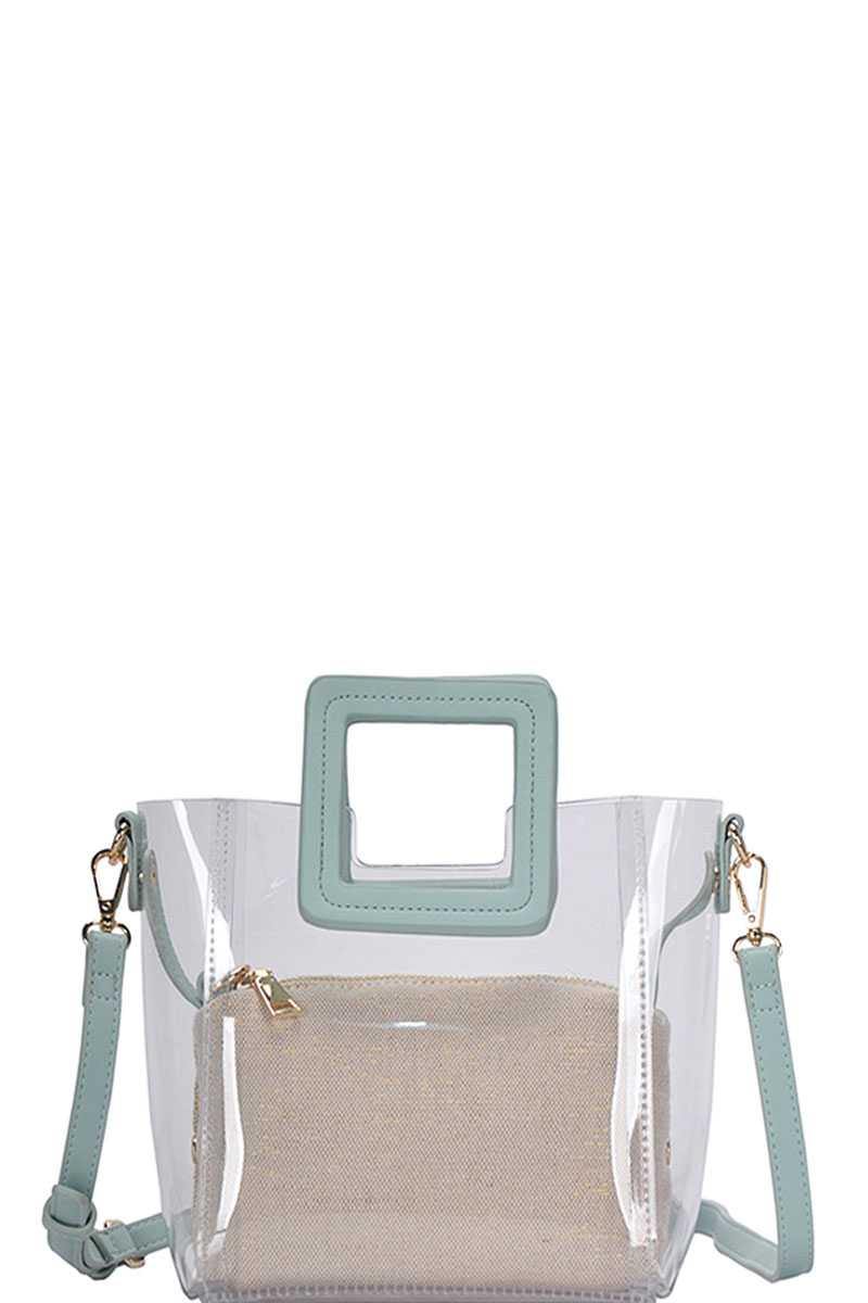 2in1 Transparent Satchel With Long Strap - bulkybox