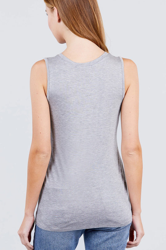 Sleeveless Round Neck Rayon Spandex Knit Top