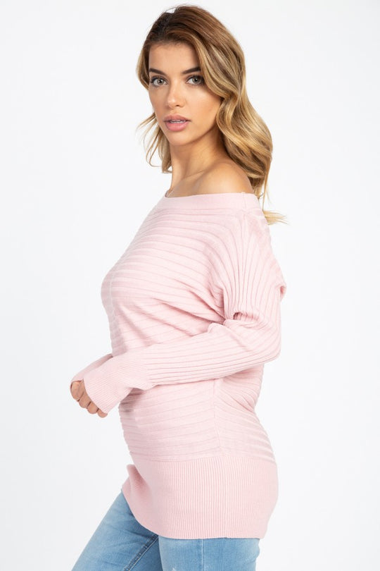 One Shoulder Ribbed Sweater