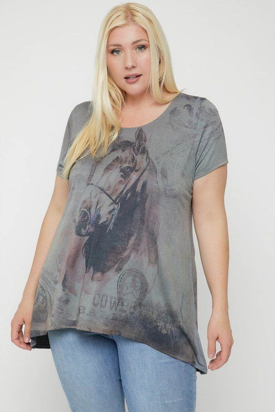 Horse Sublimation Print Short Sleeve Top