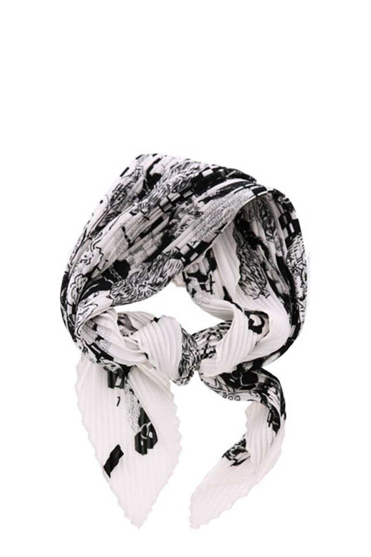 Stylish Pleated Floral Print Bandanna