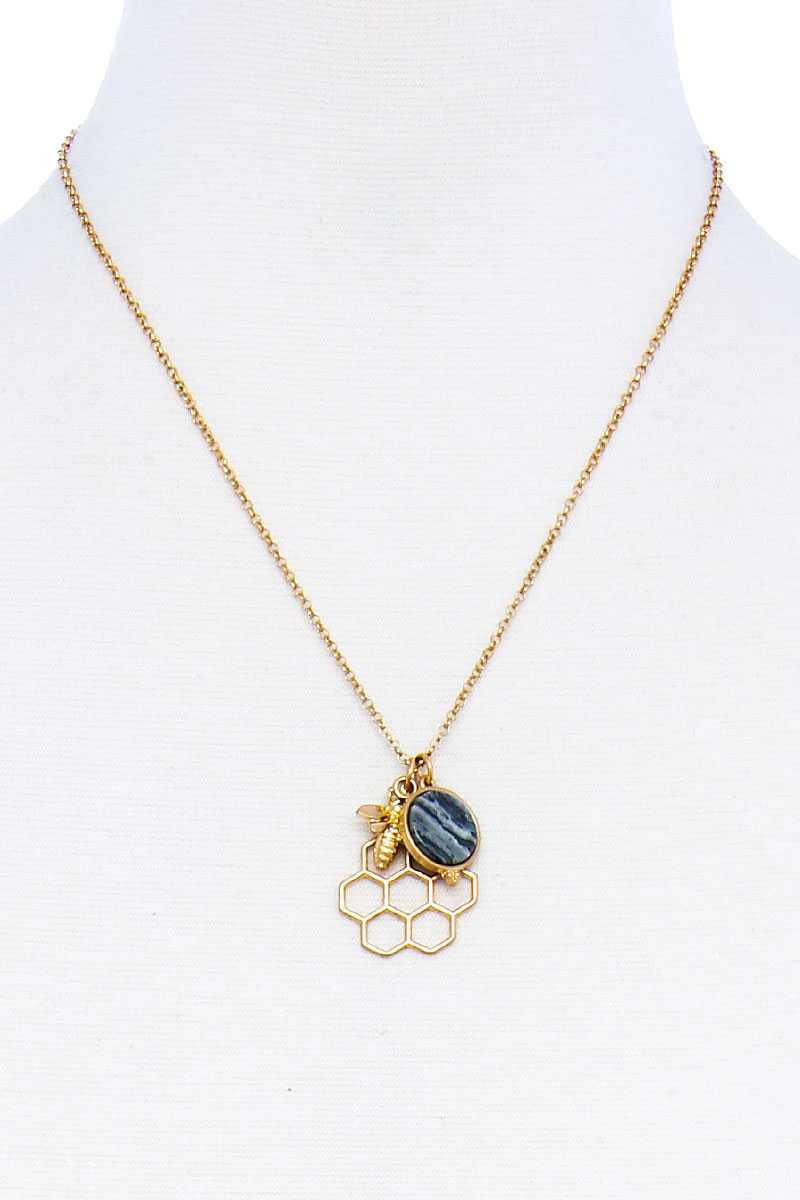 Fashion Bee Hive Pendant Necklace