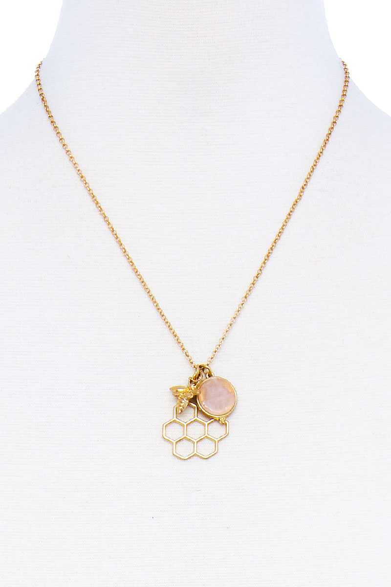 Fashion Bee Hive Pendant Necklace