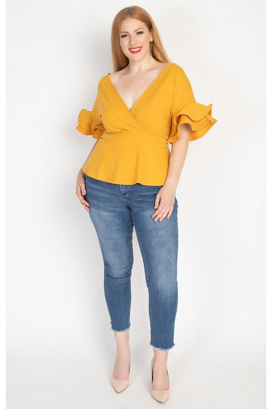 Tiered Ruffle Sleeve Top