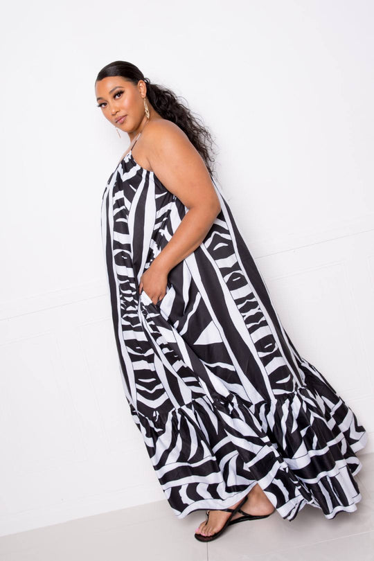 Printed Voluminous Maxi Dress