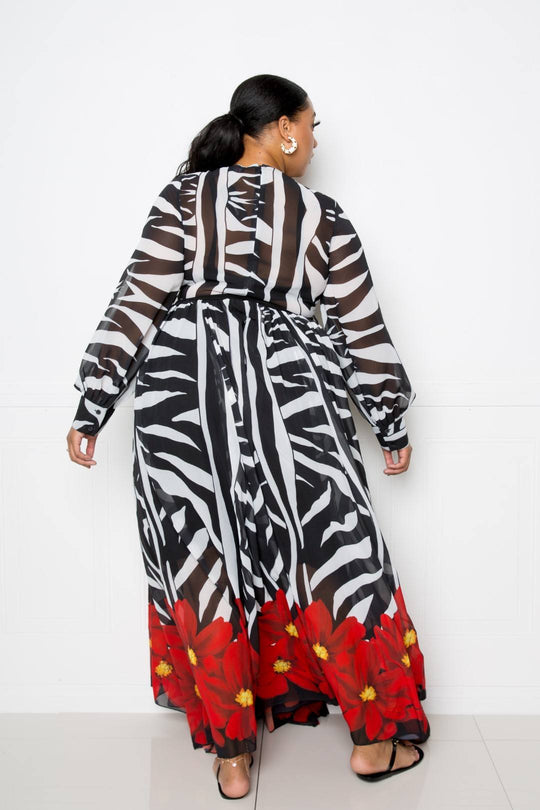 Zebra Printed Maxi Dress