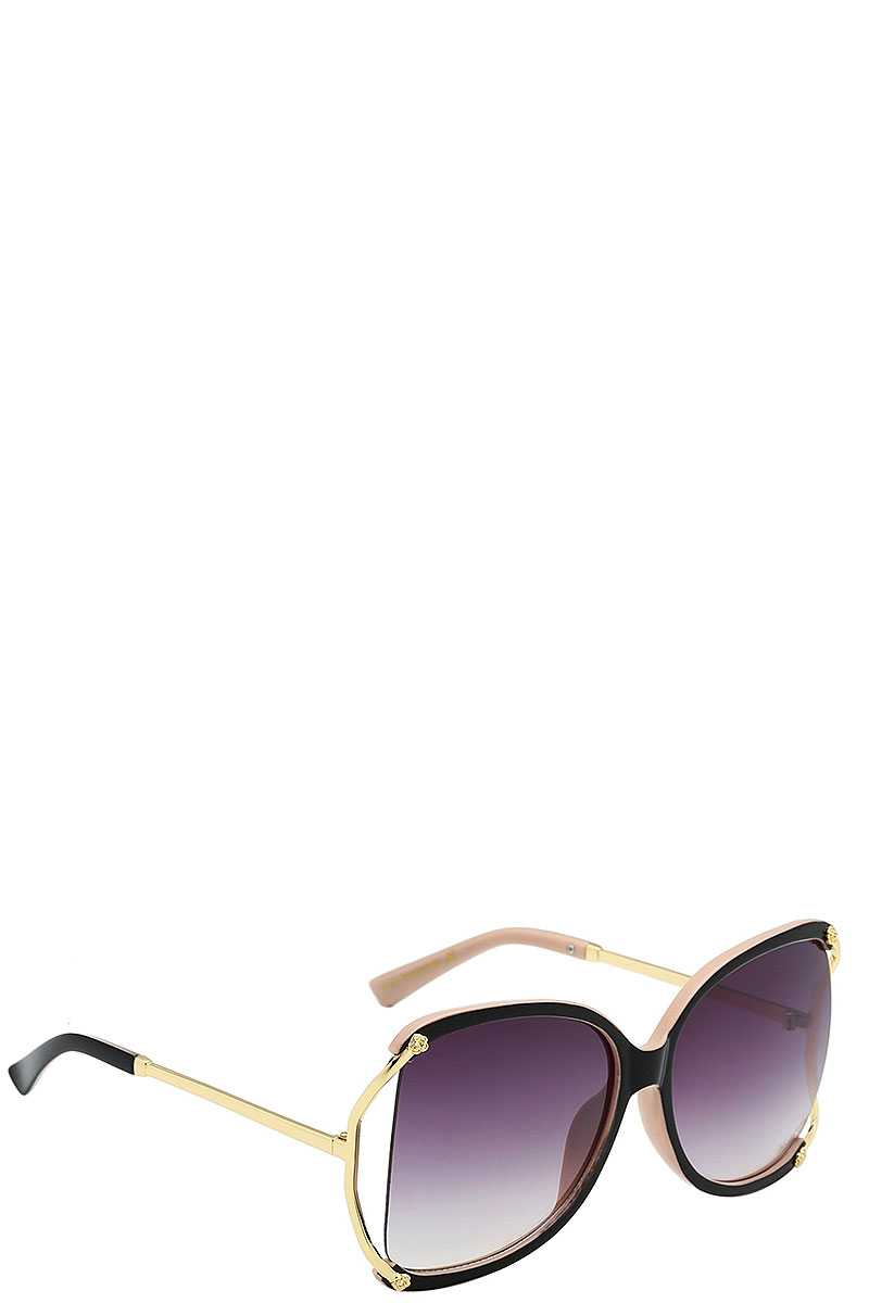 Stylish Polymer C Frame Metallic Temple Womens Sunglasses