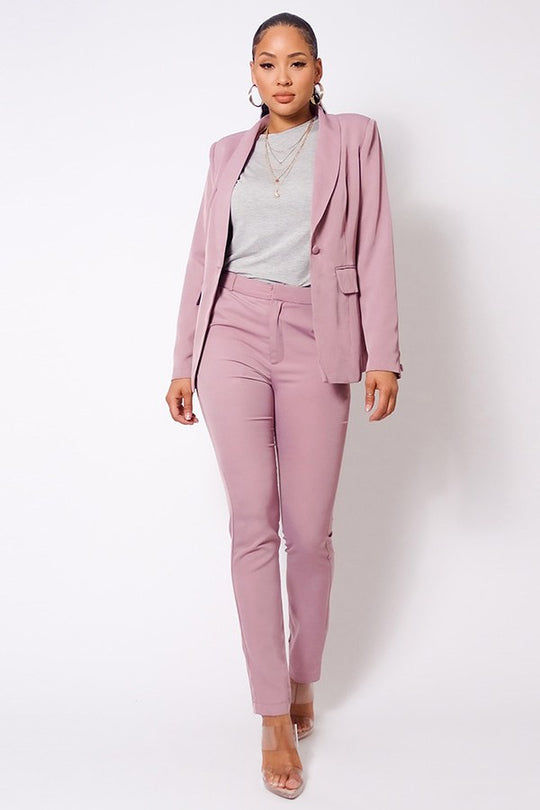 One Button Blazer Jacket & Tapered Trouser Set