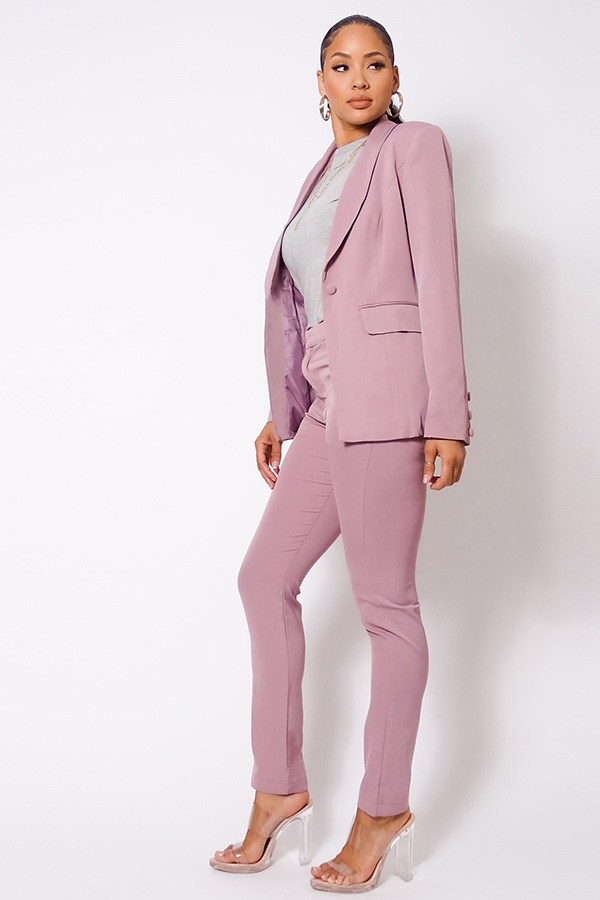 One Button Blazer Jacket & Tapered Trouser Set